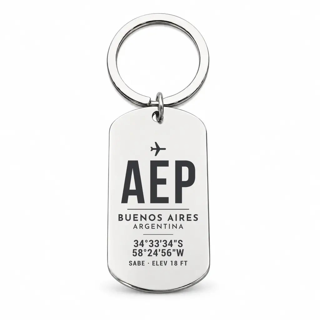 Aeroparque Jorge Newbery AEP — Buenos Aires - Key Chain - Original Design - Silver