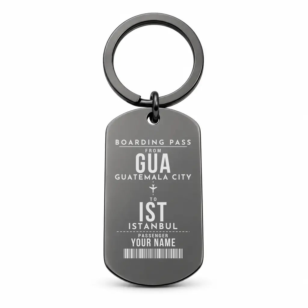 Aeropuerto Internacional La Aurora GUA — Guatemala City - Key Chain - Customizable Boarding Pass - Black