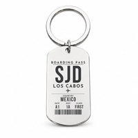 Thumbnail for Aeropuerto Internacional de Los Cabos SJD - Key Chain - Boarding Pass Style - Silver