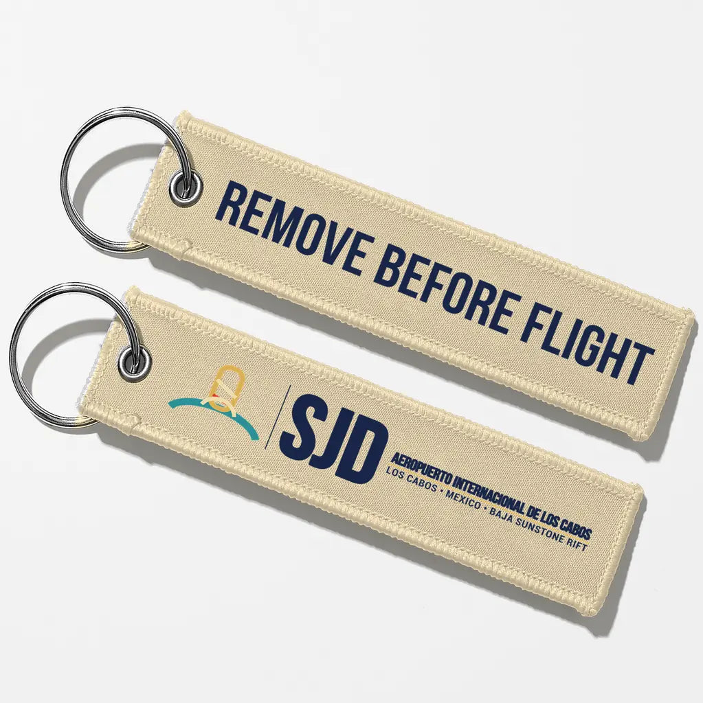 Aeropuerto Internacional de Los Cabos (SJD) Aviator Key Chains - Beige - Remove Before Flight