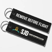 Thumbnail for Aeropuerto Internacional de Los Cabos (SJD) Aviator Key Chains - Black - Remove Before Flight