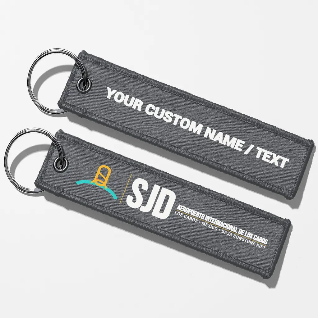 Aeropuerto Internacional de Los Cabos (SJD) Aviator Key Chains - Gray - Personalized