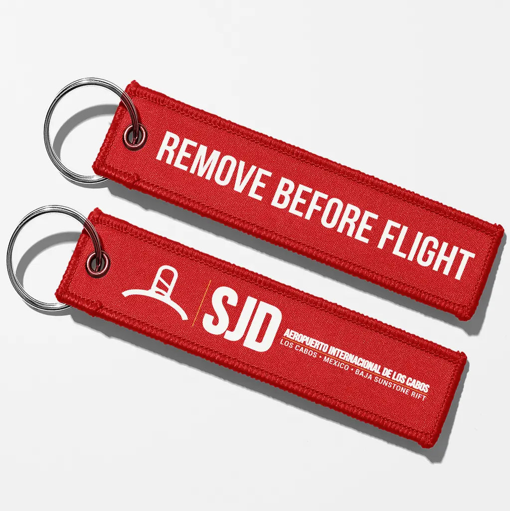 Aeropuerto Internacional de Los Cabos (SJD) Aviator Key Chains - Red - Remove Before Flight