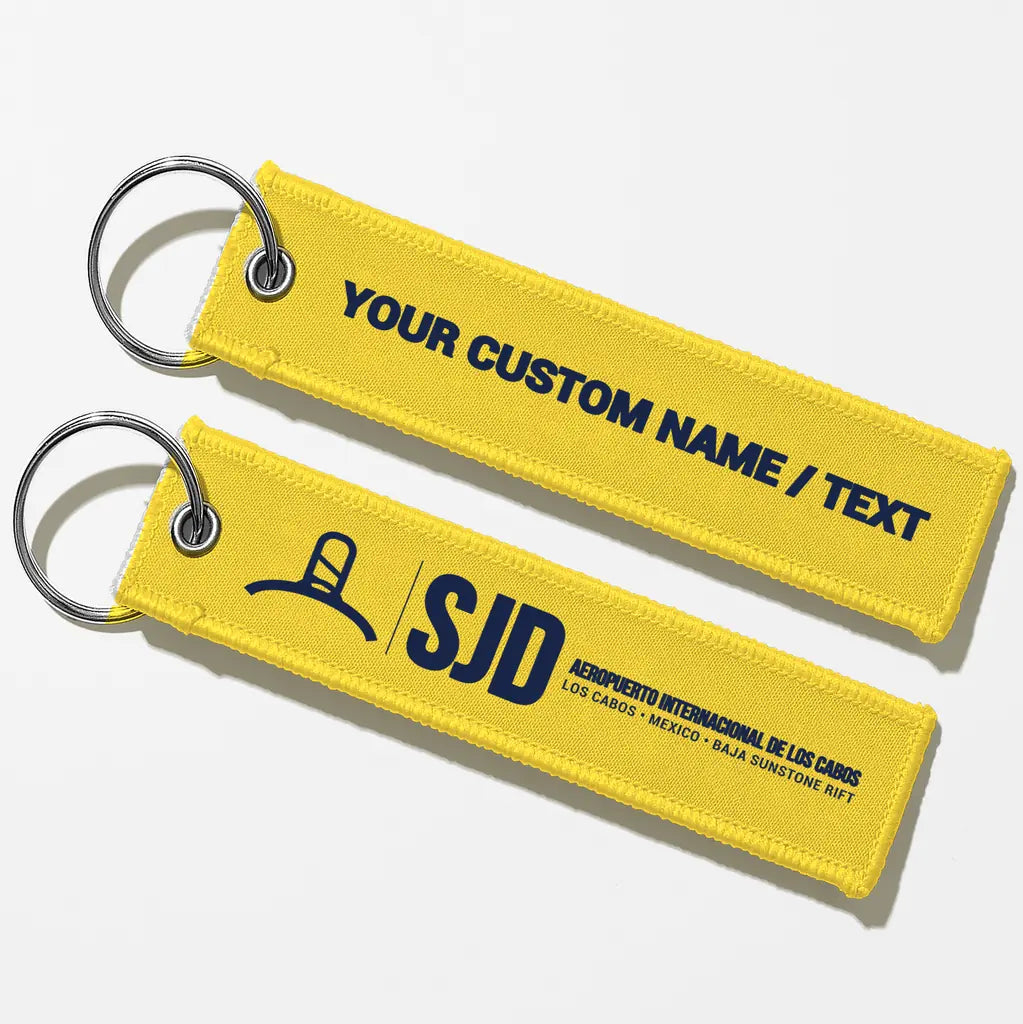 Aeropuerto Internacional de Los Cabos (SJD) Aviator Key Chains - Yellow - Personalized