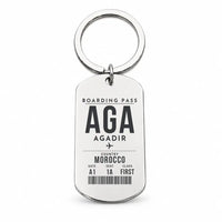 Thumbnail for Agadir Al Massira Airport AGA - Key Chain - Boarding Pass Style - Silver