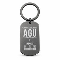 Thumbnail for Aguascalientes International Airport AGU - Key Chain - Boarding Pass Style - Black
