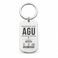 Thumbnail for Aguascalientes International Airport AGU - Key Chain - Boarding Pass Style - Silver