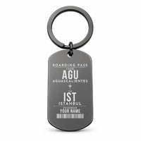 Thumbnail for Aguascalientes International Airport AGU - Key Chain - Customizable Boarding Pass - Black