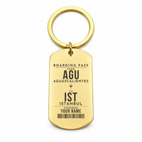 Thumbnail for Aguascalientes International Airport AGU - Key Chain - Customizable Boarding Pass - Gold