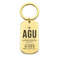 Thumbnail for Aguascalientes International Airport AGU - Key Chain - Original Design - Gold