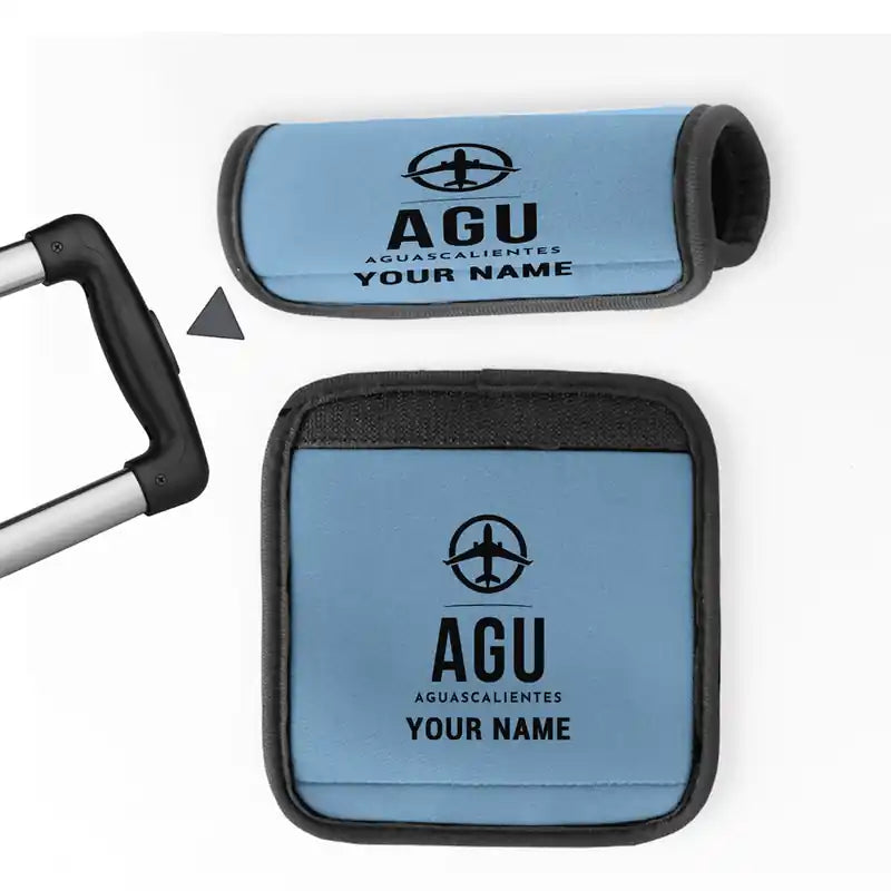 Aguascalientes International Airport (AGU) Luggage Handle Covers - Light Blue + Name