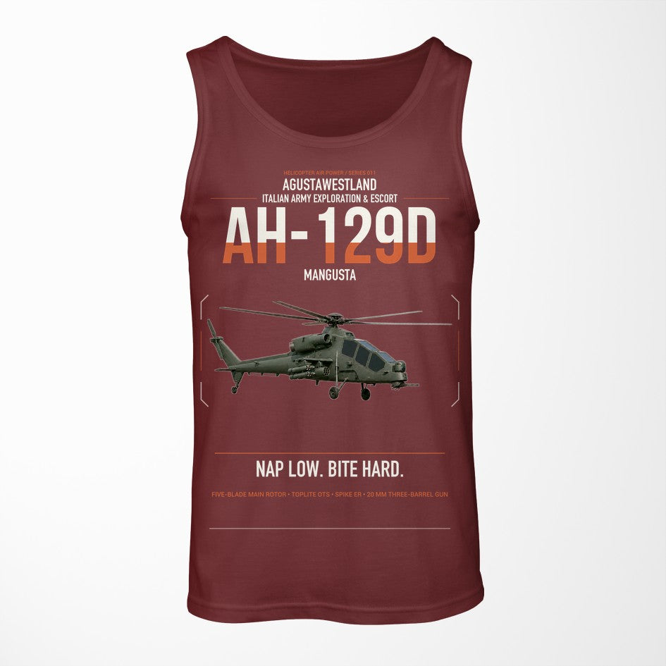 AgustaWestland AH-129D Mangusta design on dark red tank top
