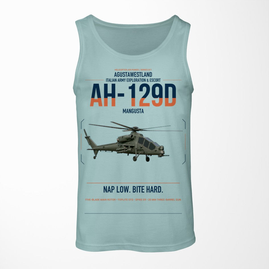 AgustaWestland AH-129D Mangusta design on light green tank top