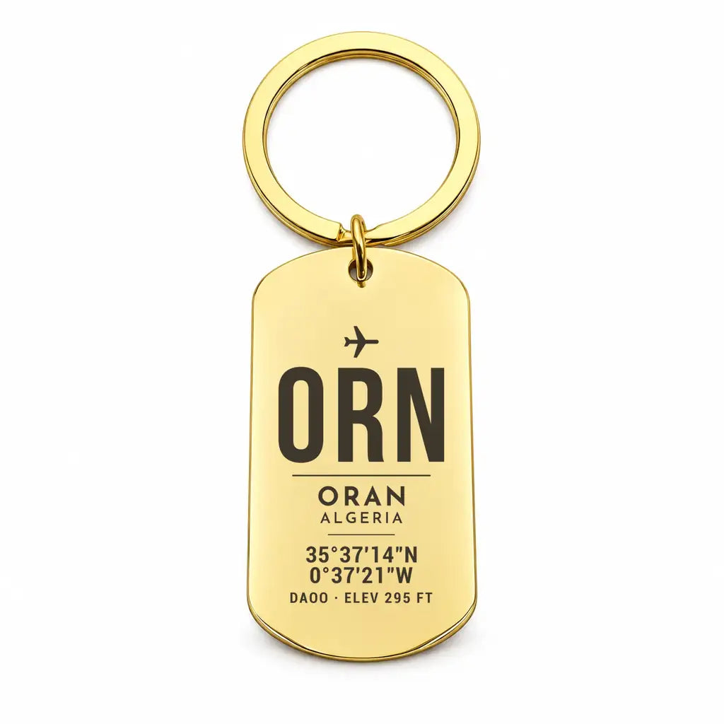Ahmed Ben Bella Airport ORN — Oran - Key Chain - Original Design - Gold