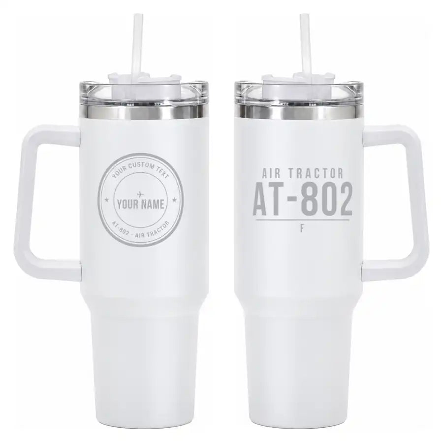 Air Tractor AT-802F - 40oz Car Mug - Tag + Name - White