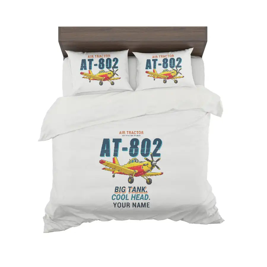 Air Tractor AT-802F - Cartoon + Name - Bedding Set - White
