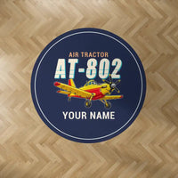 Thumbnail for Air Tractor AT-802F - Cartoon + Name - Round Carpet - Dark Blue