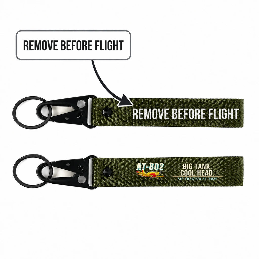 Air Tractor AT-802F Hawk-Shaped Key Chains - Dark Green - Cartoon - Remove Before Flight