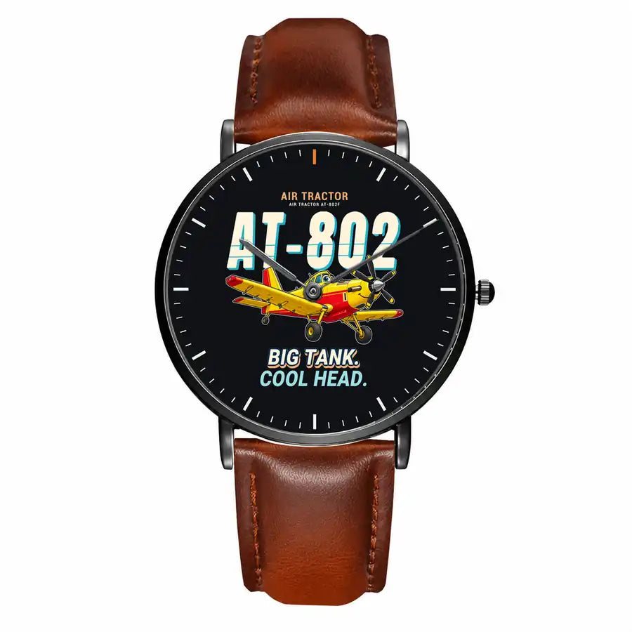 Air Tractor AT-802F - Cartoon - Slim Leather - Black and Brown Leather Strap