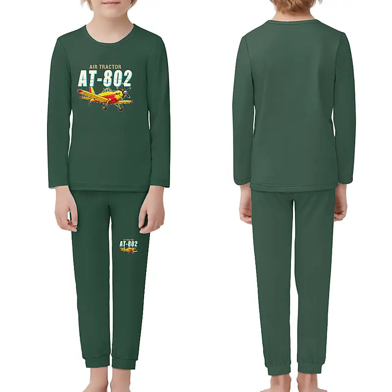 Air Tractor AT-802F - Children Pajamas - Cartoon Chest - Dark Green