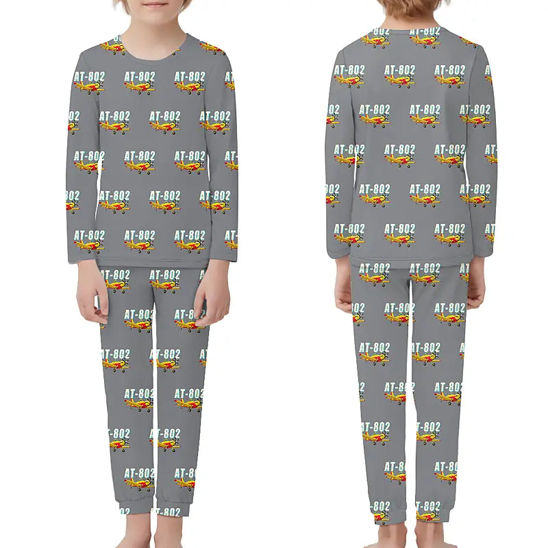 Air Tractor AT-802F - Children Pajamas - Cartoon Pattern - Gray