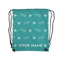 Thumbnail for Air Tractor AT-802F - Drawstring Bag - 3D Pattern + Name - Turquoise