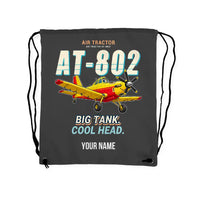 Thumbnail for Air Tractor AT-802F - Drawstring Bag - Cartoon + Name - Gray