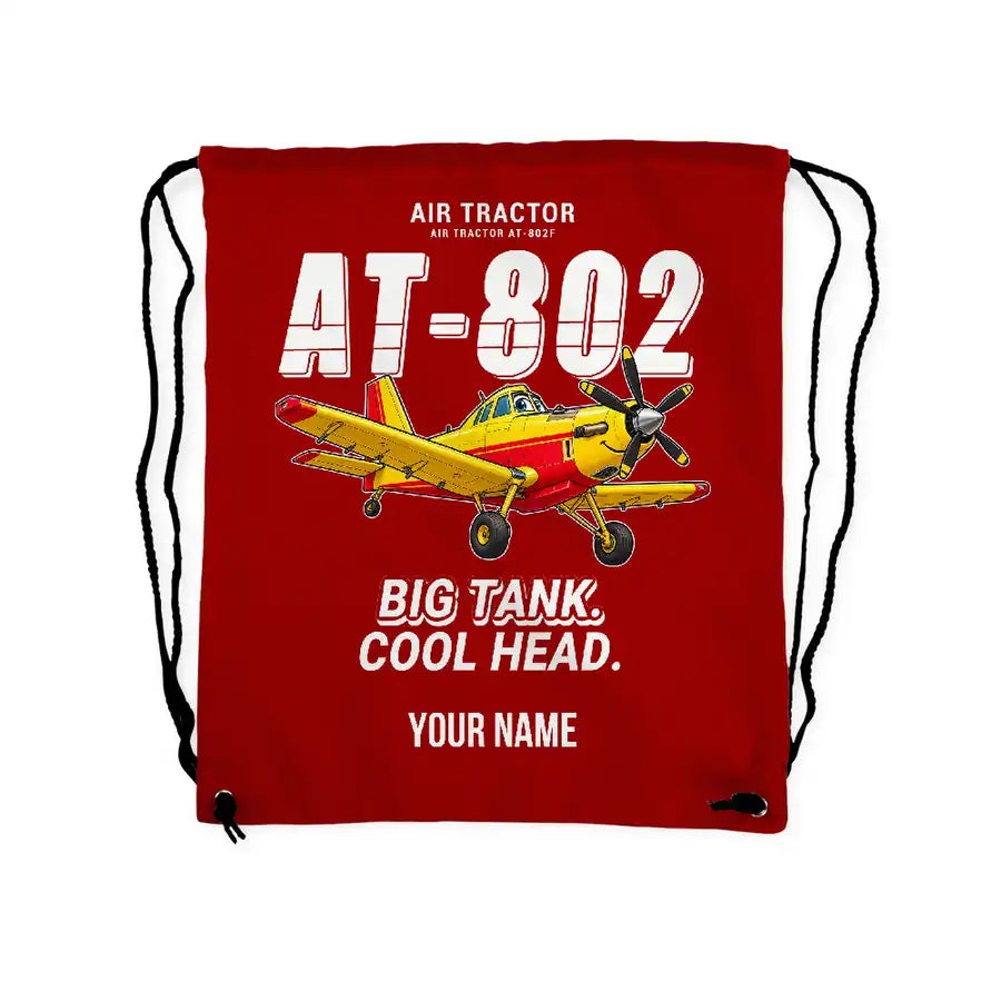 Air Tractor AT-802F - Drawstring Bag - Cartoon + Name - Red