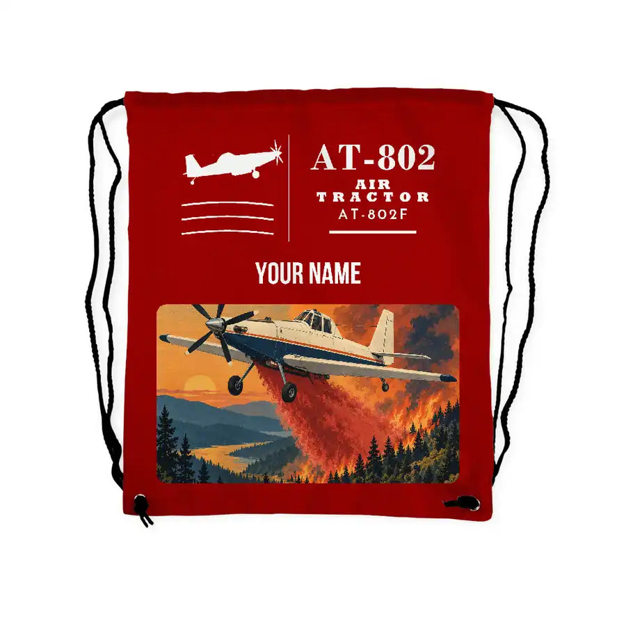 Air Tractor AT-802F - Drawstring Bag - Classic + Name - Red