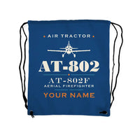 Thumbnail for Air Tractor AT-802F - Drawstring Bag - Heritage + Name - Blue