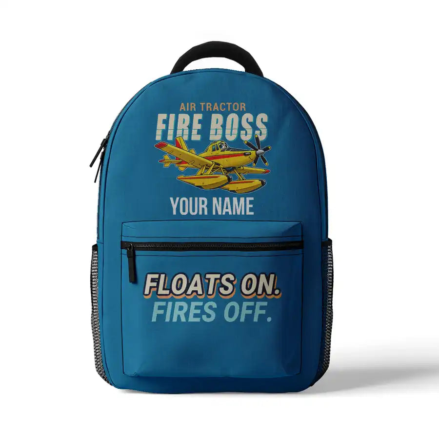 Air Tractor AT-802F Fire Boss - 3D Backpack - Cartoon + Name - Light Blue