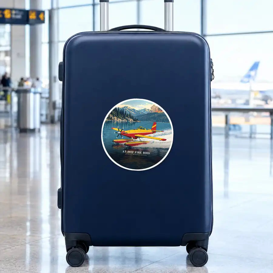 Air Tractor AT-802F Fire Boss - 3D - Circle Sticker - Suitcase