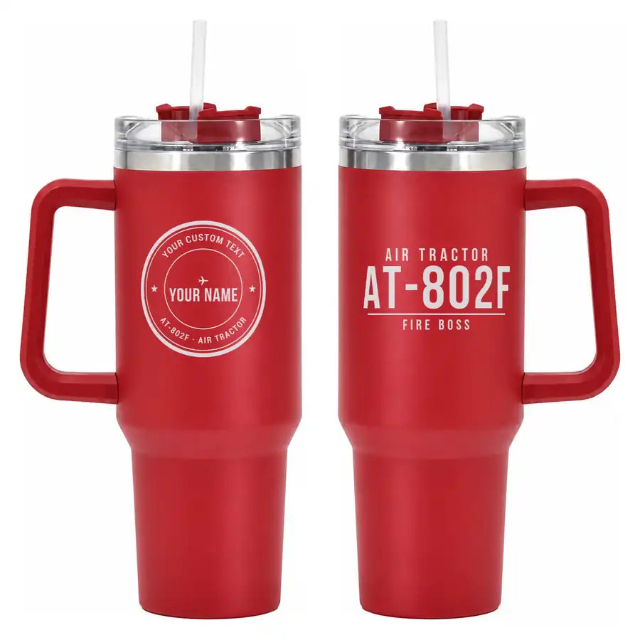 Air Tractor AT-802F Fire Boss - 40oz Car Mug - Tag + Name - Red