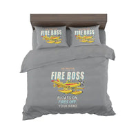 Thumbnail for Air Tractor AT-802F Fire Boss - Cartoon + Name - Bedding Set - Gray