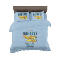 Thumbnail for Air Tractor AT-802F Fire Boss - Cartoon + Name - Bedding Set - Light Blue