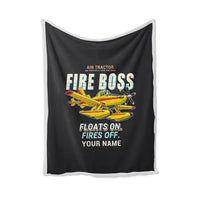 Thumbnail for Air Tractor AT-802F Fire Boss - Cartoon + Name - Blanket - Black