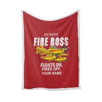 Thumbnail for Air Tractor AT-802F Fire Boss - Cartoon + Name - Blanket - Red