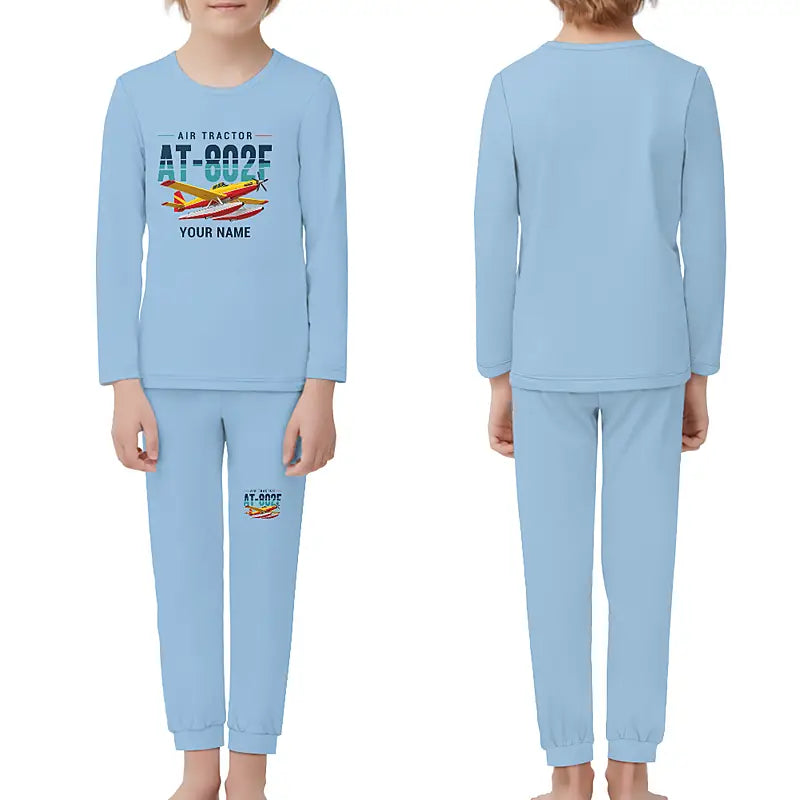 Air Tractor AT-802F Fire Boss - Children Pajamas - Original Chest + Name - Light Blue