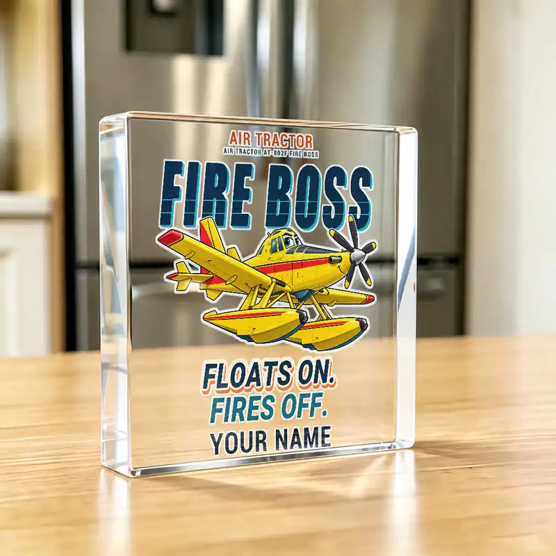 Air Tractor AT-802F Fire Boss - Crystal Ornament - Cartoon + Name - Kitchen