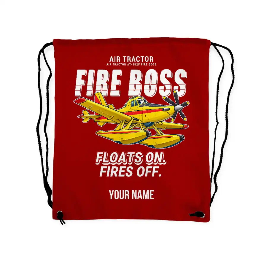 Air Tractor AT-802F Fire Boss - Drawstring Bag - Cartoon + Name - Red