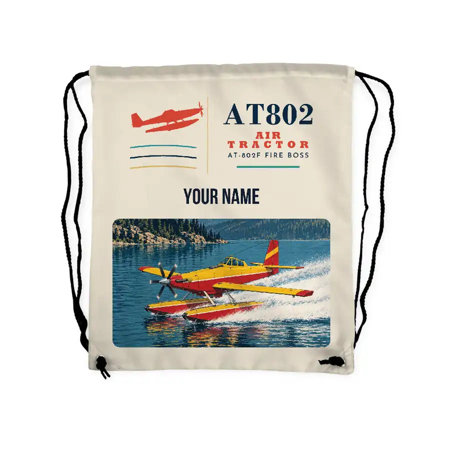 Air Tractor AT-802F Fire Boss - Drawstring Bag - Classic + Name - Beige
