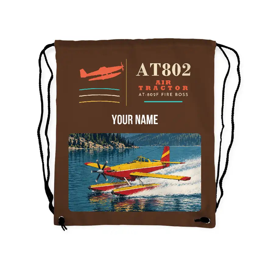 Air Tractor AT-802F Fire Boss - Drawstring Bag - Classic + Name - Brown