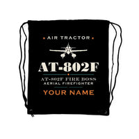 Thumbnail for Air Tractor AT-802F Fire Boss - Drawstring Bag - Heritage + Name - Black