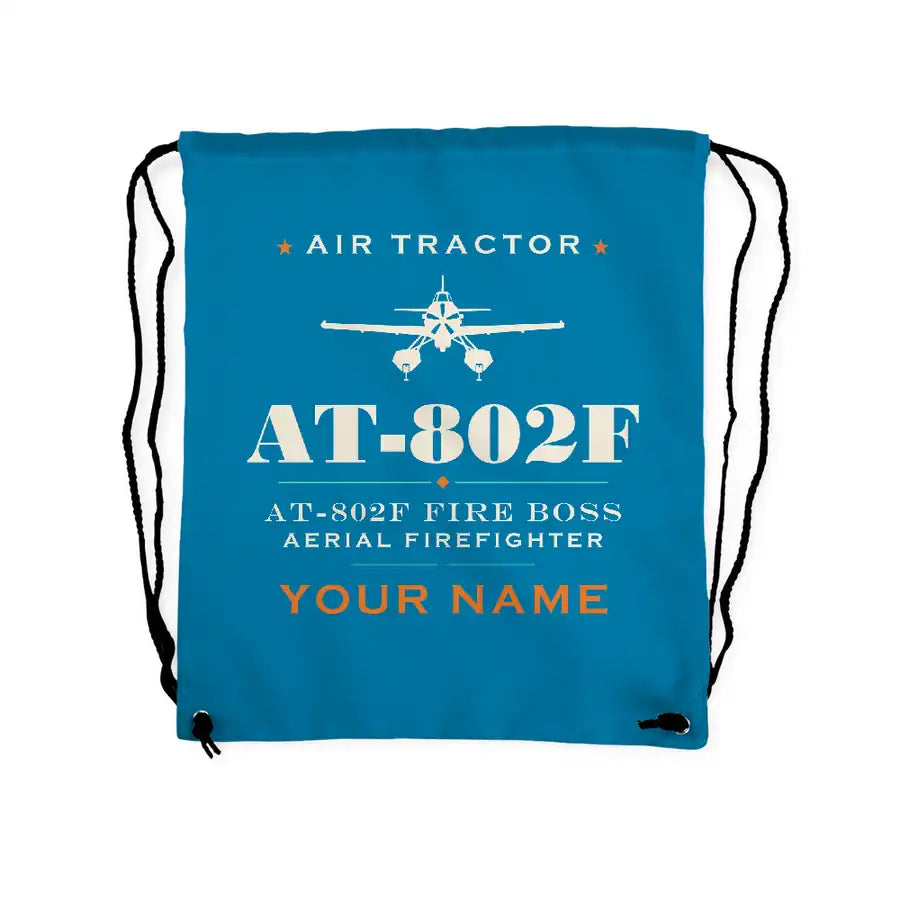 Air Tractor AT-802F Fire Boss - Drawstring Bag - Heritage + Name - Light Blue