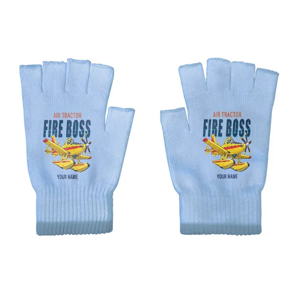 Air Tractor AT-802F Fire Boss - Gloves - Cut - Cartoon + Name - Light Blue