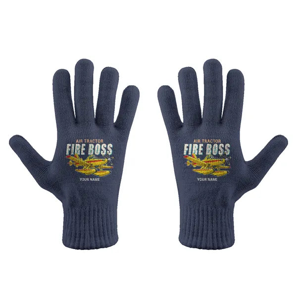 Air Tractor AT-802F Fire Boss - Gloves - Full - Cartoon + Name - Navy Blue