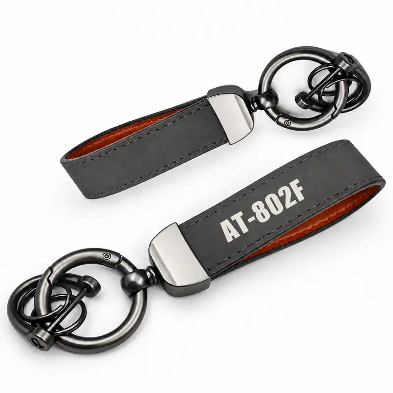 Air Tractor AT-802F Fire Boss - Leather Key Chain - Horseshoe Buckle - Heritage - Gray