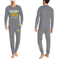Thumbnail for Air Tractor AT-802F Fire Boss - Men Pajamas - Cartoon Chest + Name - Gray