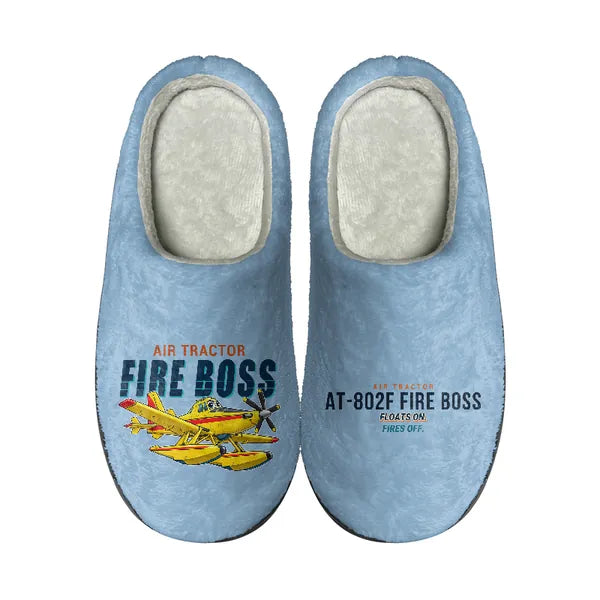 Air Tractor AT-802F Fire Boss - Slippers - Cotton - Cartoon - Light Blue