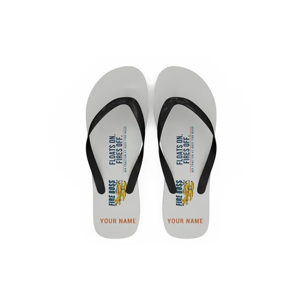 Air Tractor AT-802F Fire Boss - Slippers - Flip Flops - Cartoon + Name - White